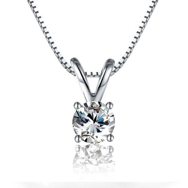 Sterling Silver Created White Sapphire Pendant Necklace - 18 Inch