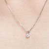 Sterling Silver Created White Sapphire Pendant Necklace - 18 Inch