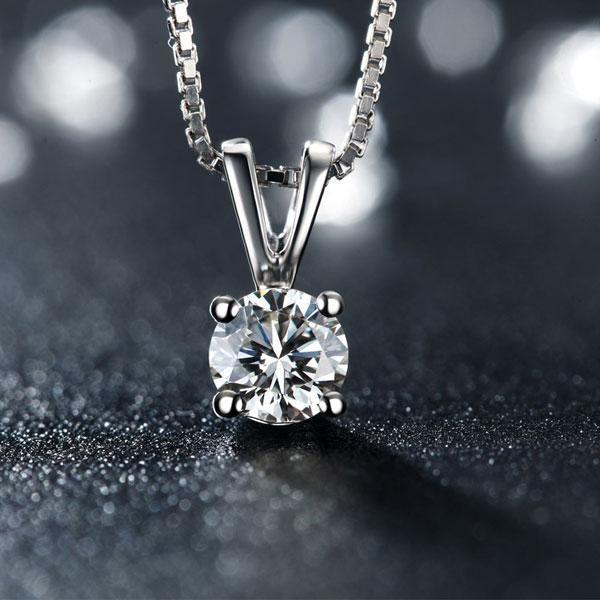 Sterling Silver Created White Sapphire Pendant Necklace - 18 Inch