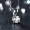 Sterling Silver Created White Sapphire Pendant Necklace - 18 Inch