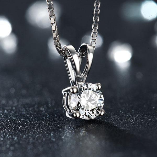 Sterling Silver Created White Sapphire Pendant Necklace - 18 Inch