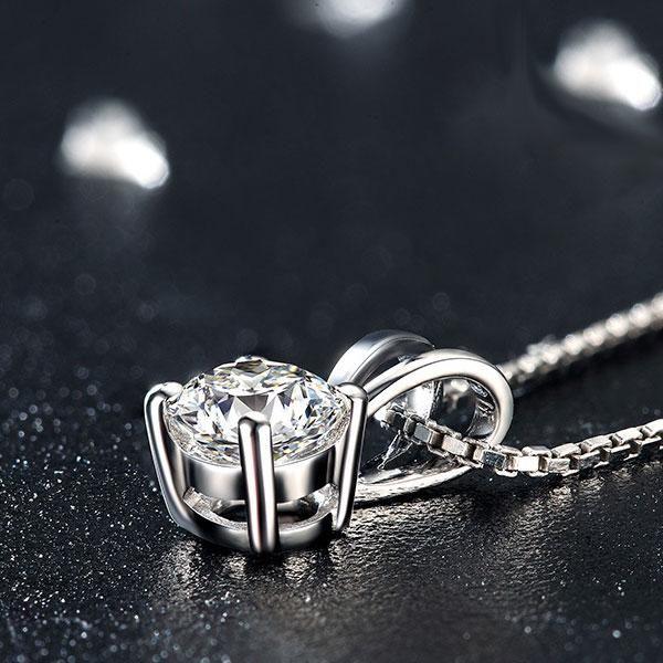 Sterling Silver Created White Sapphire Pendant Necklace - 18 Inch