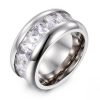 8mm Eternity White Sapphire Sterling Silver Wedding Band for Men