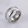 8mm Eternity White Sapphire Sterling Silver Wedding Band for Men