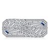 Art Deco Floral Brooch | White Sapphire Accent | 925 Sterling Silver Rhodium Plated Jewelry