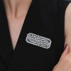 Art Deco Floral Brooch | White Sapphire Accent | 925 Sterling Silver Rhodium Plated Jewelry