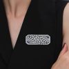 Art Deco Floral Brooch | White Sapphire Accent | 925 Sterling Silver Rhodium Plated Jewelry