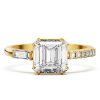Asscher Cut White Sapphire Engagement Ring in 18K Gold Plated Sterling Silver