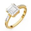 Asscher Cut White Sapphire Engagement Ring in 18K Gold Plated Sterling Silver