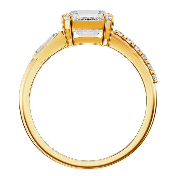 Asscher Cut White Sapphire Engagement Ring in 18K Gold Plated Sterling Silver