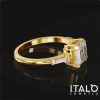 Asscher Cut White Sapphire Engagement Ring in 18K Gold Plated Sterling Silver