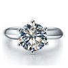 Classic Round Solitaire Engagement Ring - Created White Sapphire - Sterling Silver