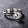 Classic Round Solitaire Engagement Ring - Created White Sapphire - Sterling Silver