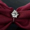 Classic Round Solitaire Engagement Ring - Created White Sapphire - Sterling Silver