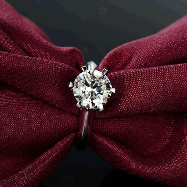 Classic Round Solitaire Engagement Ring - Created White Sapphire - Sterling Silver
