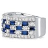 Baguette Blue Sapphire Half Eternity Anniversary Ring - Sterling Silver