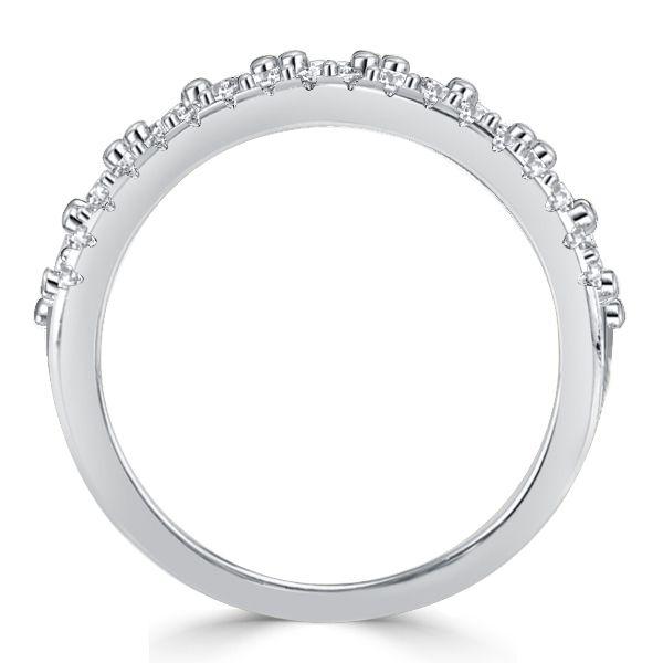 Baguette Blue Sapphire Half Eternity Anniversary Ring - Sterling Silver