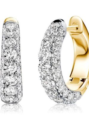 Two-Tone Micro Pave Sterling Silver Hoop Earrings for Women, 2.02 CT. TW.