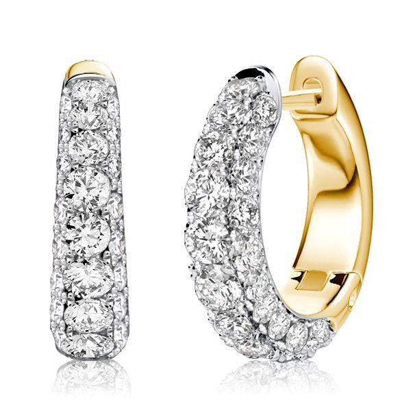 Two-Tone Micro Pave Sterling Silver Hoop Earrings for Women, 2.02 CT. TW.