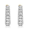 Two-Tone Micro Pave Sterling Silver Hoop Earrings for Women, 2.02 CT. TW.