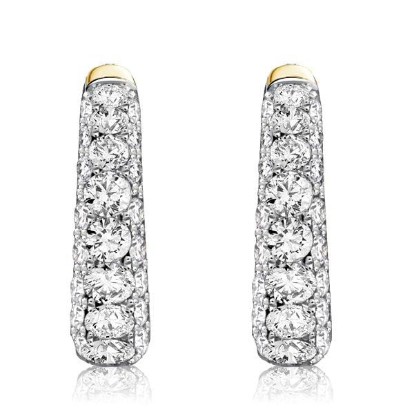 Two-Tone Micro Pave Sterling Silver Hoop Earrings for Women, 2.02 CT. TW.