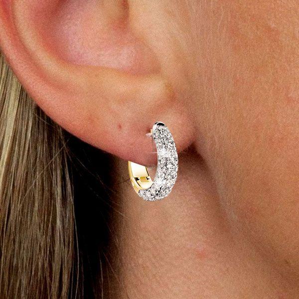 Two-Tone Micro Pave Sterling Silver Hoop Earrings for Women, 2.02 CT. TW.