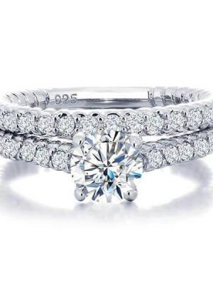 Eternal White Sapphire Vintage Bridal Set - 925 Sterling Silver