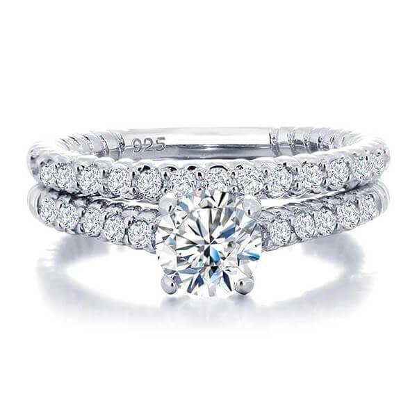 Eternal White Sapphire Vintage Bridal Set - 925 Sterling Silver