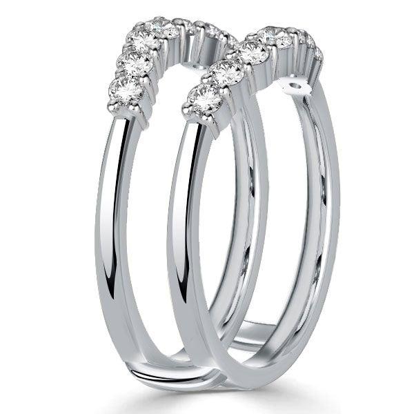Shared Prong Wedding Ring Enhancer Guard Band, 0.49 CT. TW. Sterling Silver