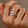 Shared Prong Wedding Ring Enhancer Guard Band, 0.49 CT. TW. Sterling Silver