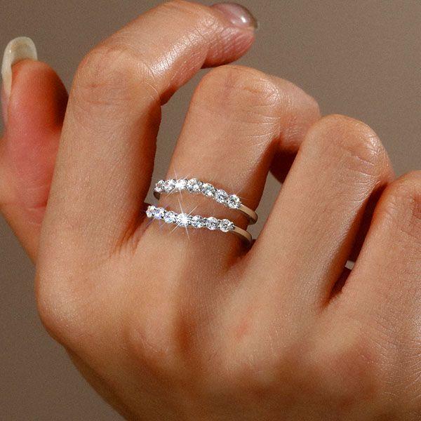 Shared Prong Wedding Ring Enhancer Guard Band, 0.49 CT. TW. Sterling Silver