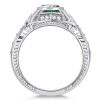 Art Deco Marquise Cut Sterling Silver Milgrain Halo Engagement Ring - 1.50 CT