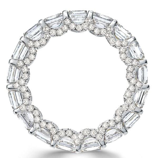 Cushion Cut White Sapphire Eternity Wedding Band in Sterling Silver