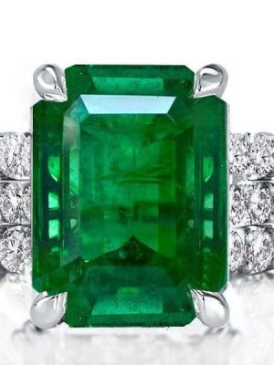 3PC Emerald Cut Emerald Green Engagement Ring Wedding Set in 925 Sterling Silver