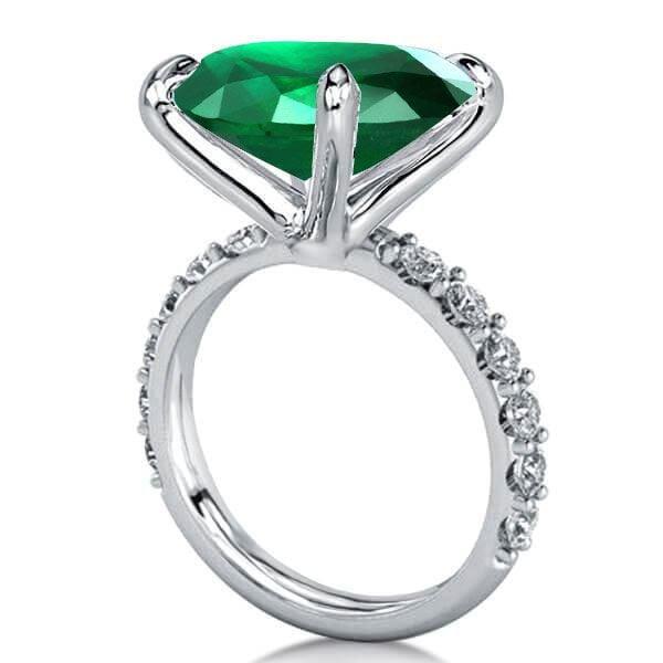 3PC Emerald Cut Emerald Green Engagement Ring Wedding Set in 925 Sterling Silver