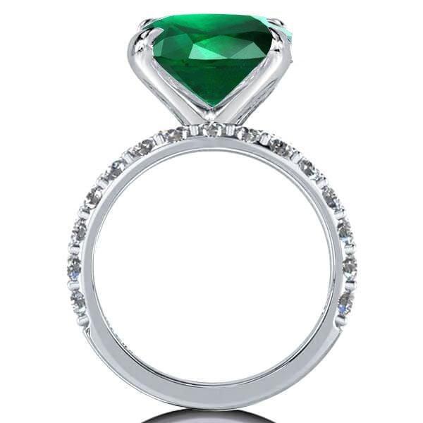 3PC Emerald Cut Emerald Green Engagement Ring Wedding Set in 925 Sterling Silver