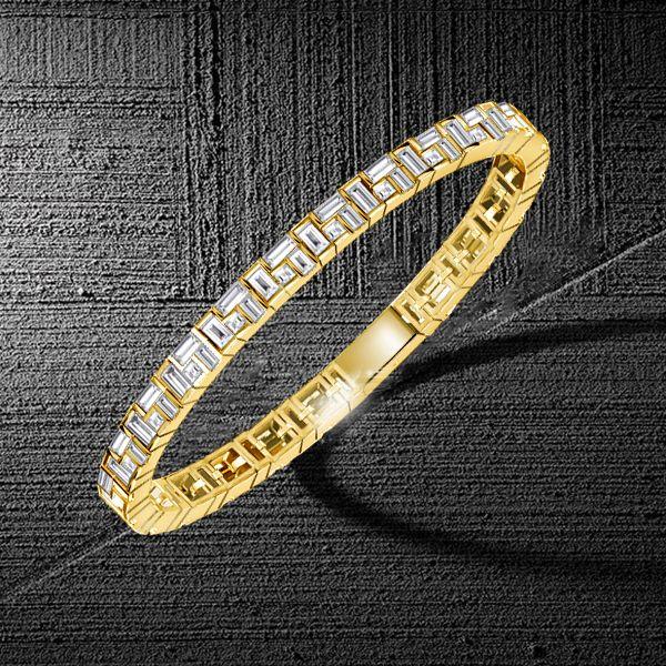 18K Gold Plated Sterling Silver Baguette Cut Tennis Bracelet (23.5 CT. TW.)