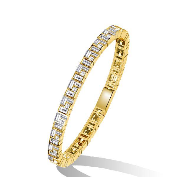 18K Gold Plated Sterling Silver Baguette Cut Tennis Bracelet (23.5 CT. TW.)