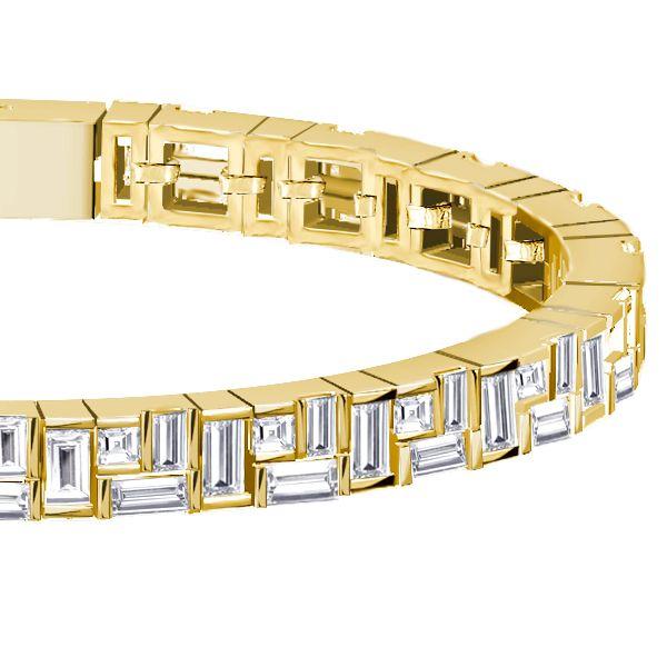 18K Gold Plated Sterling Silver Baguette Cut Tennis Bracelet (23.5 CT. TW.)