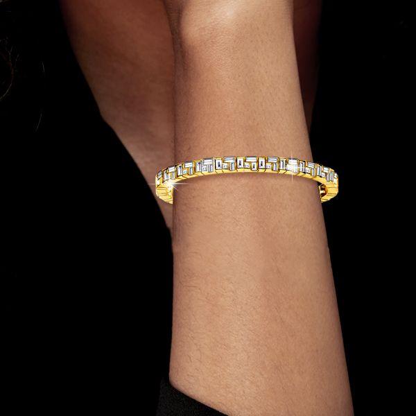 18K Gold Plated Sterling Silver Baguette Cut Tennis Bracelet (23.5 CT. TW.)