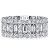 9.15MM Multi-Row Cubic Baguette Cut Eternity Wedding Band Ring in 925 Sterling Silver