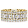 9.15MM Multi-Row Cubic Baguette Cut Eternity Wedding Band Ring in 925 Sterling Silver