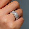 9.15MM Multi-Row Cubic Baguette Cut Eternity Wedding Band Ring in 925 Sterling Silver