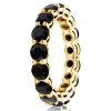 Golden Black Cubic Zirconia Eternity Wedding Band for Women - 18K Gold Plated Sterling Silver