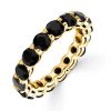 Golden Black Cubic Zirconia Eternity Wedding Band for Women - 18K Gold Plated Sterling Silver