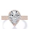Rose Gold Pear Halo Bridal Set - White Sapphire Engagement Ring