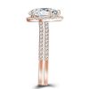Rose Gold Pear Halo Bridal Set - White Sapphire Engagement Ring
