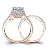 Rose Gold Pear Halo Bridal Set - White Sapphire Engagement Ring