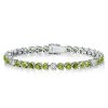 Peridot Tennis Bracelet for Women in Sterling Silver - Round Cut, 8.50 CT. TW