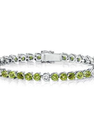 Peridot Tennis Bracelet for Women in Sterling Silver - Round Cut, 8.50 CT. TW